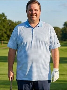 Nike Golf Mens Blue White Stripe Short Sleeve Loose Athletic Polo T-Shirt XXL